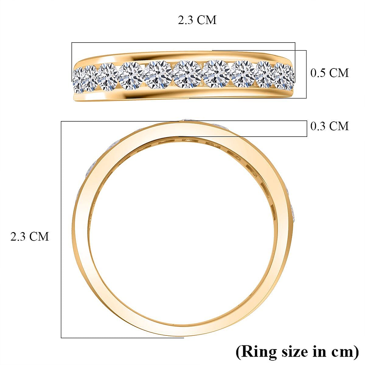 Luxuriant Lab Grown Diamond (SI-GH) Band Ring in 18K Vermeil Yellow Gold Overlay Sterling Silver 1.00 Ct.