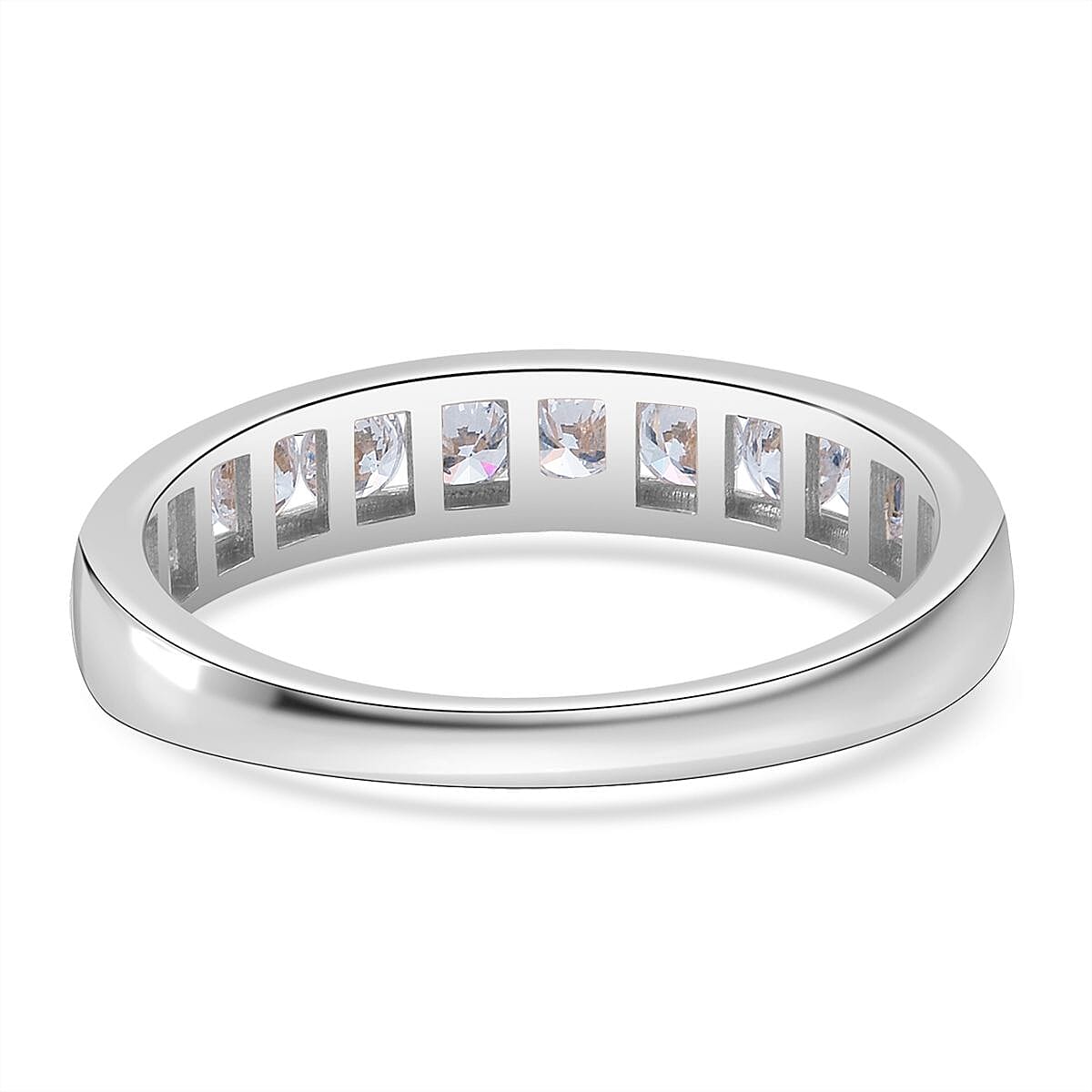 Luxuriant Lab Grown Diamond (SI-GH) Band Ring in Rhodium Overlay Sterling Silver 1.00 Ct.