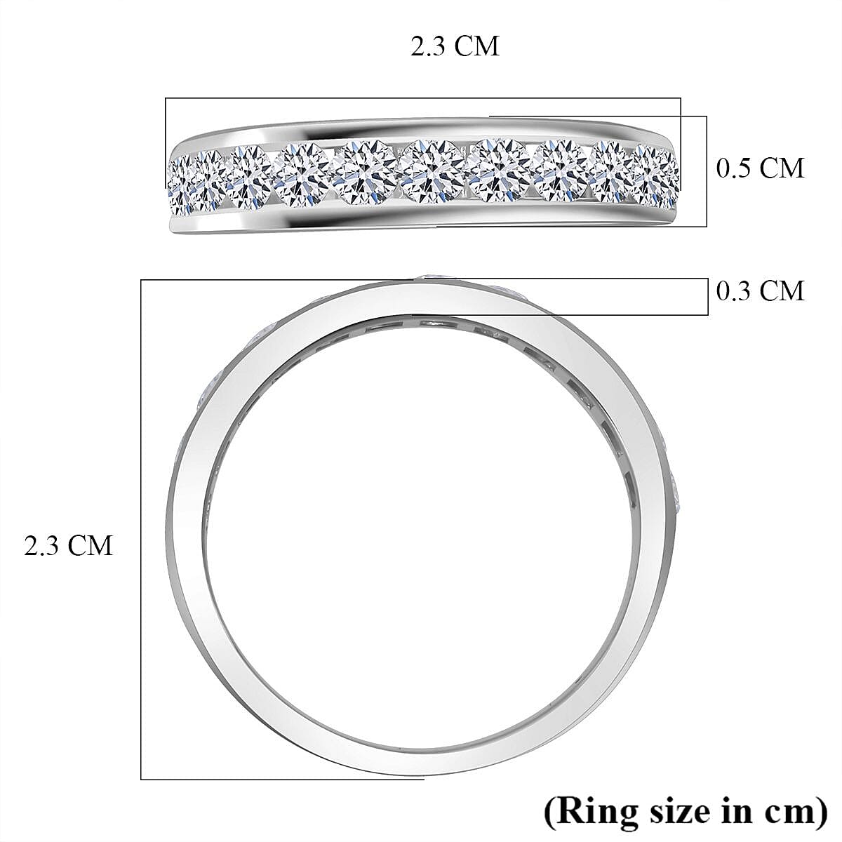 Luxuriant Lab Grown Diamond (SI-GH) Band Ring in Rhodium Overlay Sterling Silver 1.00 Ct.