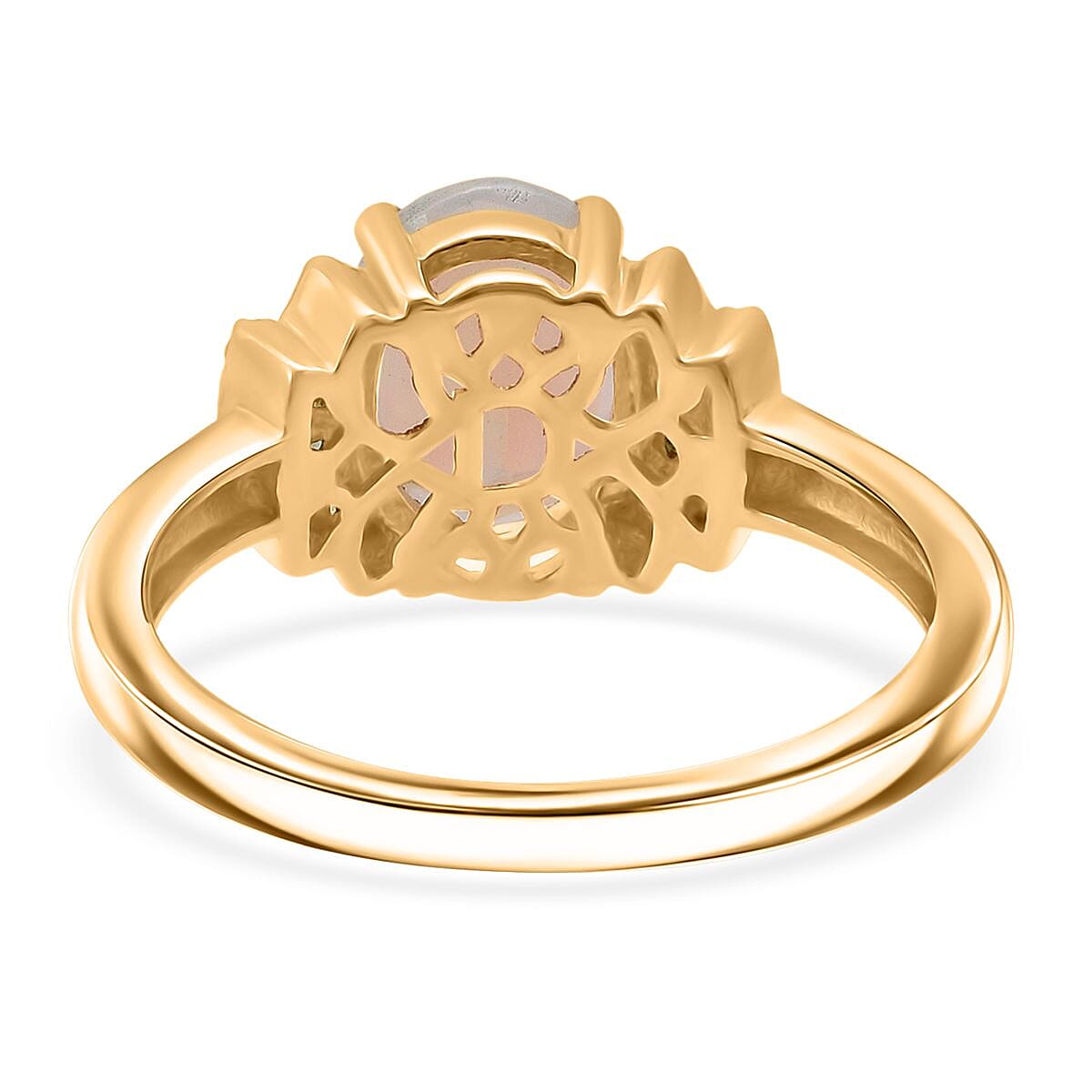 D'Joy Ethiopian Opal, Tsavorite Garnet & White Zircon Ring in 18K Yellow Gold Plated Sterling Silver 1.32 Ct.