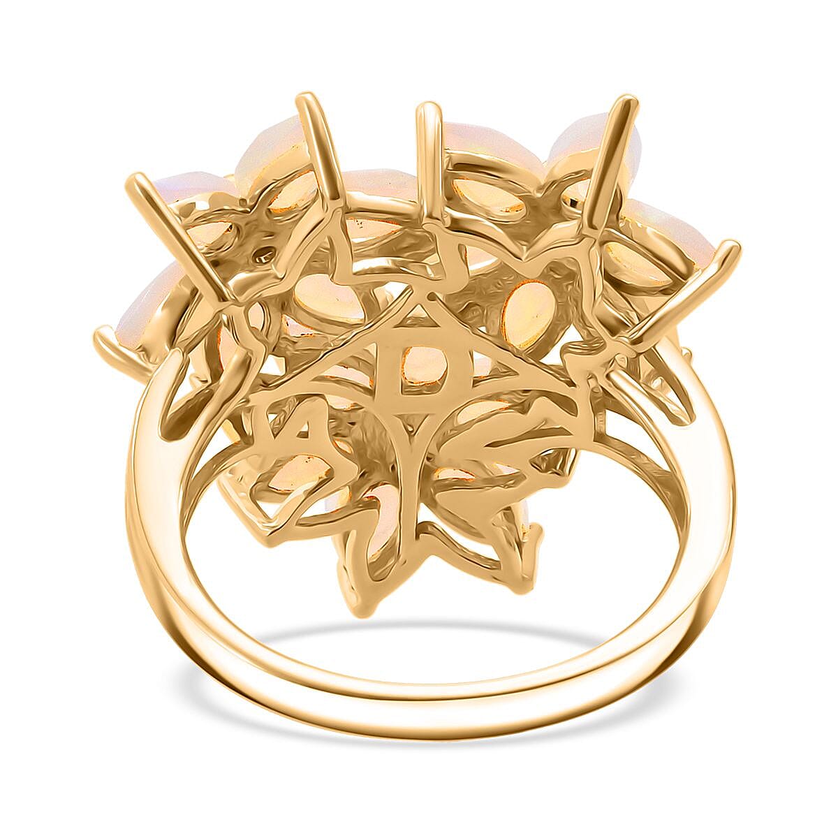 D'Joy Ethiopian Opal & Natural Chrome Diopside Ring in 18K Yellow Gold Plated Sterling Silver 2.41 Ct.