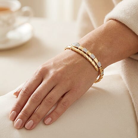 Designer Inspired- Yellow Cubic Zirconia Bracelet (Size - 7.5)