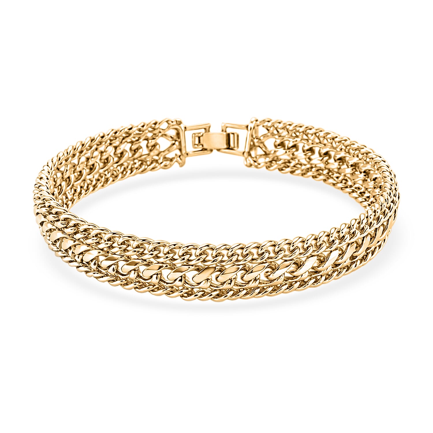 Woven Link Chain Bracelet (Size - 7.5) in Yellow Gold Tone