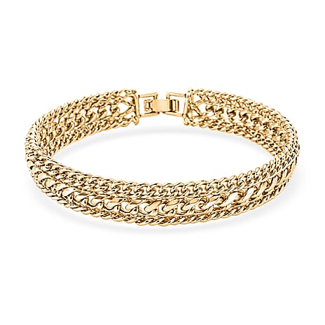Woven Link Chain Bracelet (Size - 7.5) in Yellow Gold Tone