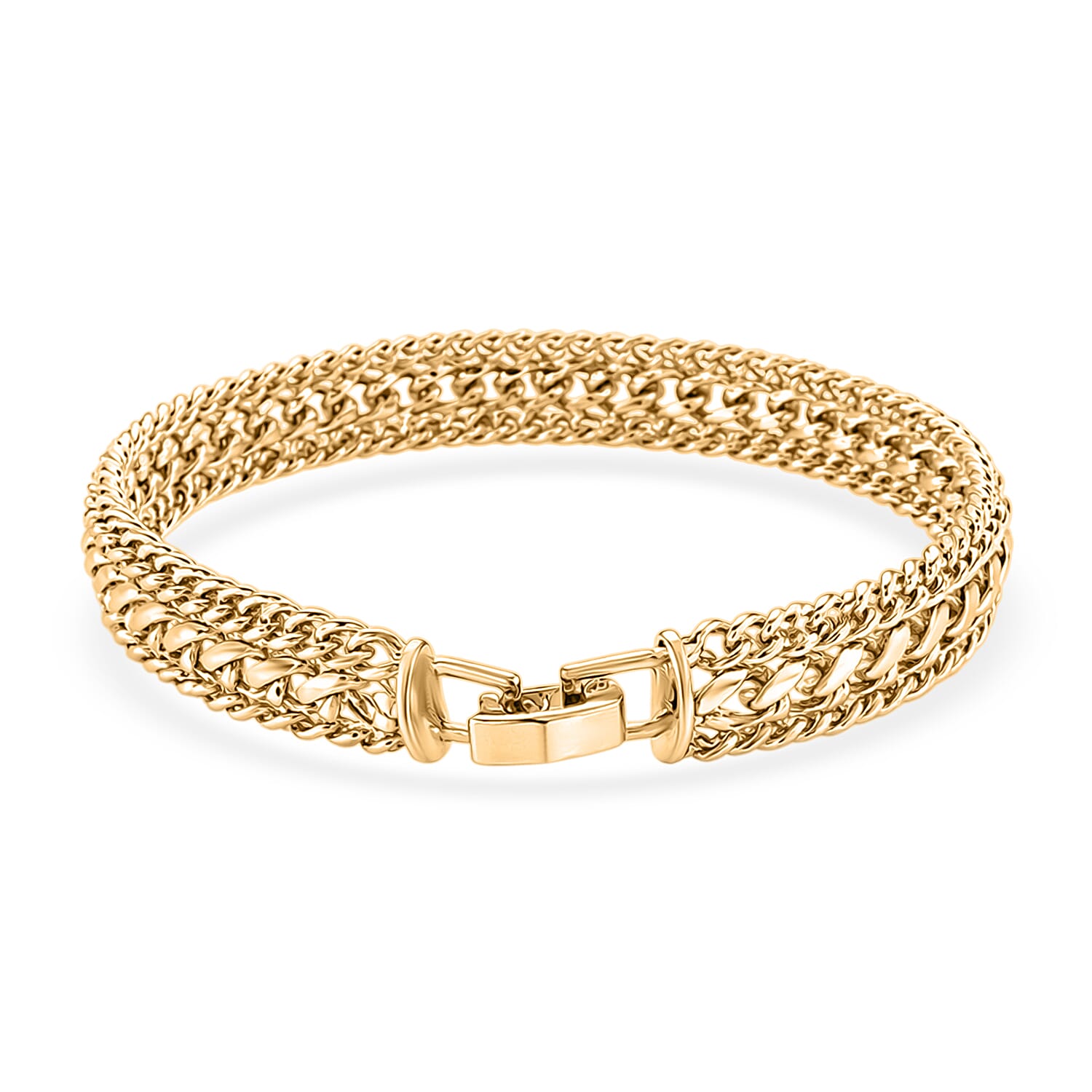 Woven Link Chain Bracelet (Size - 7.5) in Yellow Gold Tone