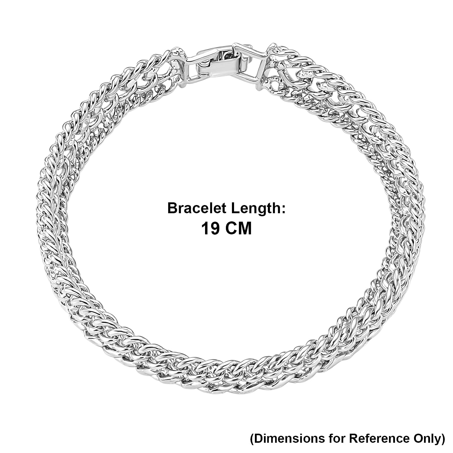 Woven Link Chain Bracelet (Size - 7.5) in White Tone