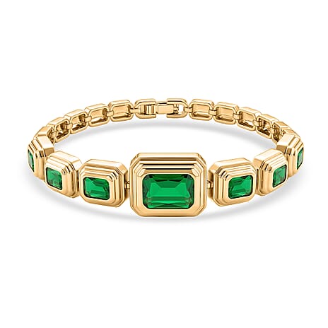 Vintage Glamour Collection - Bezel Set Cubic Zirconia Bracelet (Size 7.5) - Green