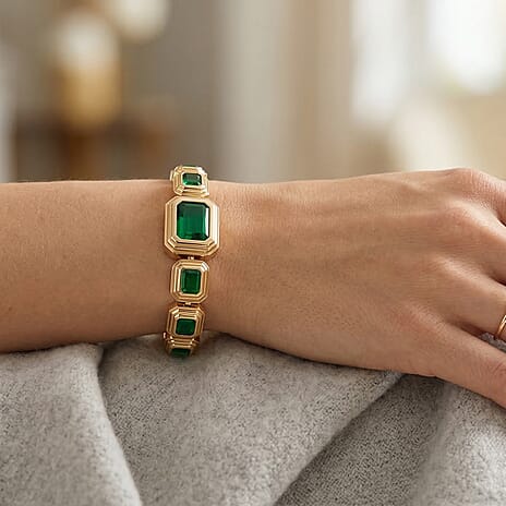 Vintage Glamour Collection - Bezel Set Cubic Zirconia Bracelet (Size 7.5) - Green