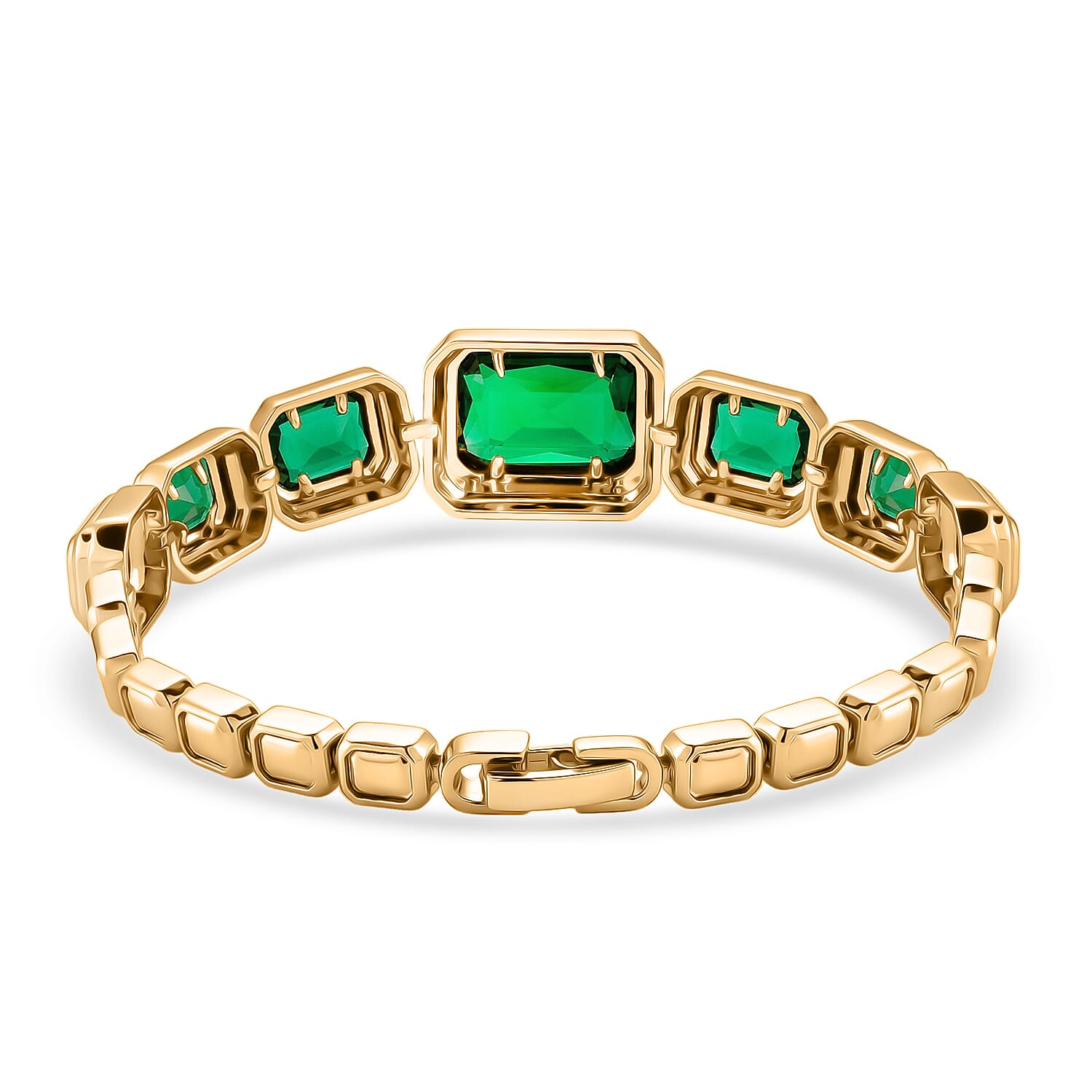 Vintage Glamour Collection - Bezel Set Cubic Zirconia Bracelet (Size 7.5) - Green