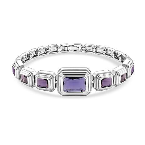 Vintage Glamour Collection - Bezel Set Cubic Zirconia Bracelet (Size 7.5) - Purple