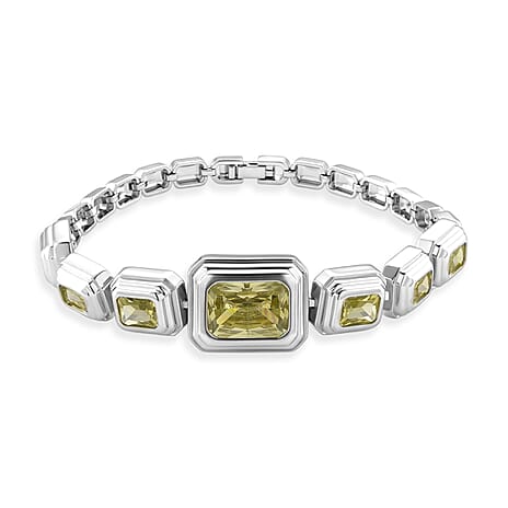 Vintage Glamour Collection - Bezel Set Cubic Zirconia Bracelet (Size 7.5) - Yellow