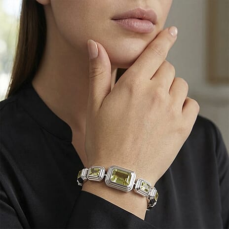 Vintage Glamour Collection - Bezel Set Cubic Zirconia Bracelet (Size 7.5) - Yellow