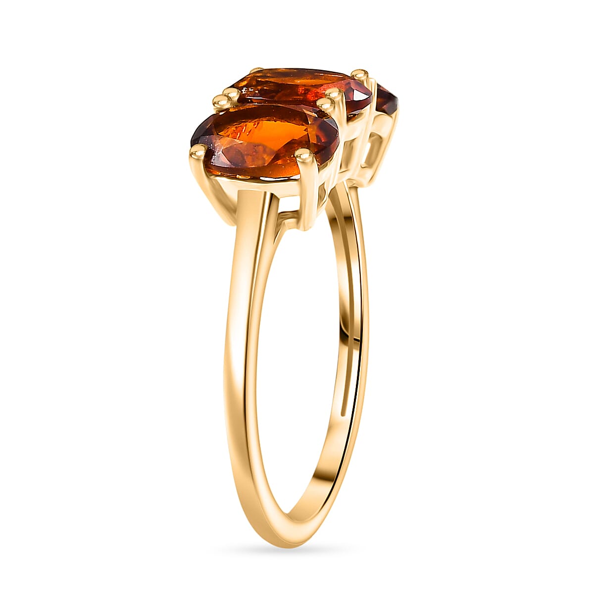 Cherry Citrine Trilogy Ring in 14K Yellow Gold Plated Sterling Silver 2.59 Ct.