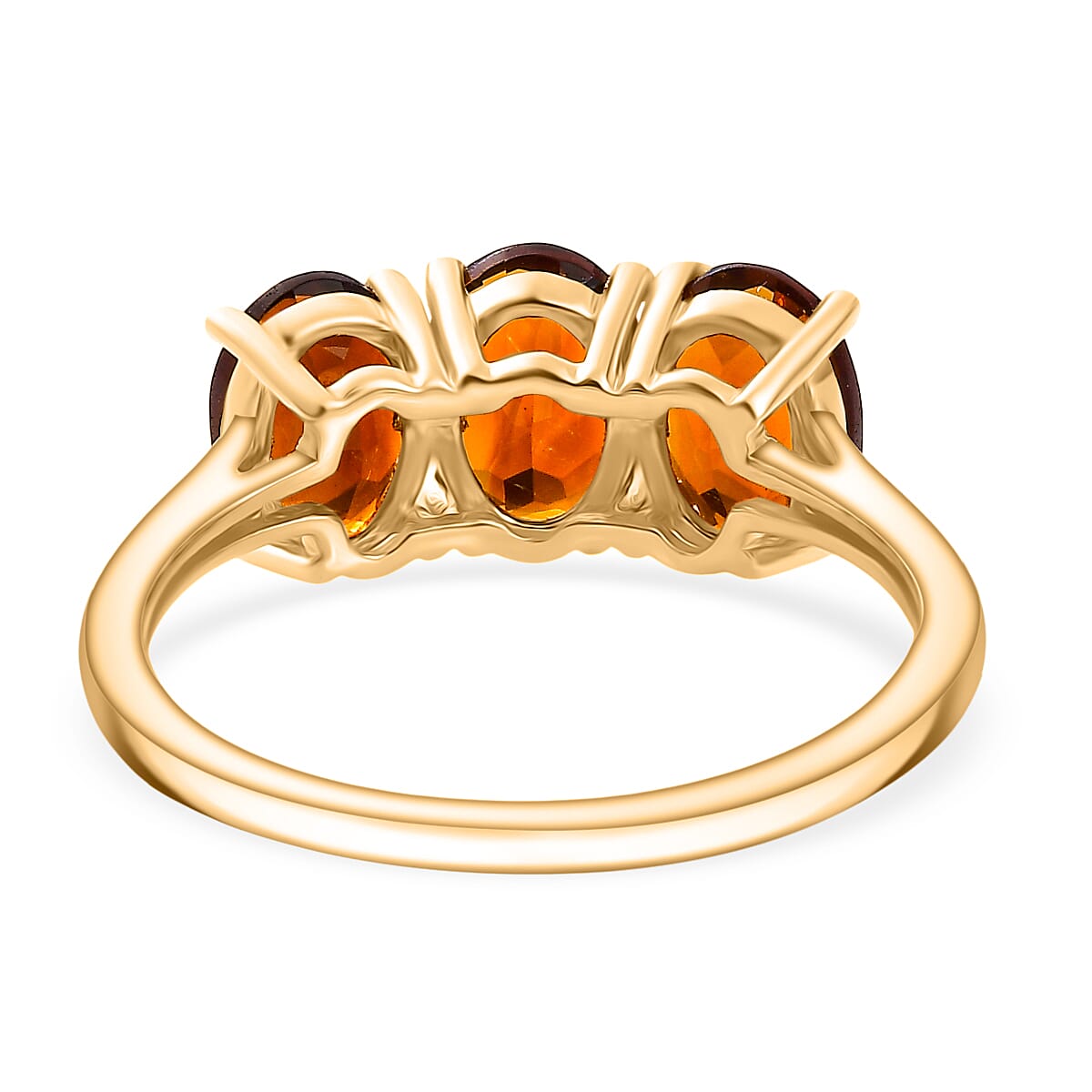 Cherry Citrine Trilogy Ring in 14K Yellow Gold Plated Sterling Silver 2.59 Ct.