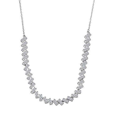 Luxuriant Lab Grown Diamond (SI-GH) Line Necklace (Size 20) in Rhodium Overlay Sterling Silver 3.00 Ct, Silver Wt. 10.16 Gms.