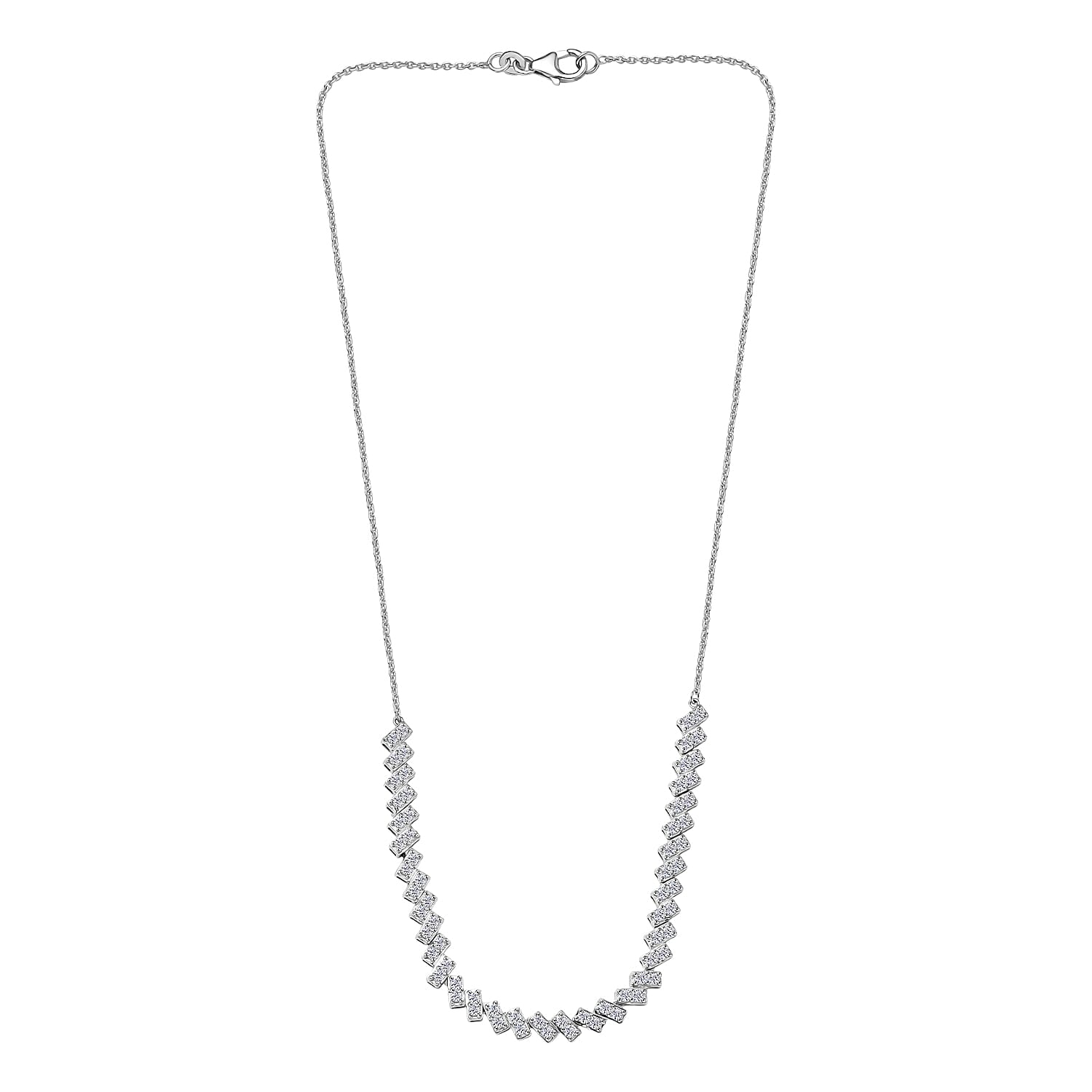 Luxuriant Lab Grown Diamond (SI-GH) Line Necklace (Size 20) in Rhodium Overlay Sterling Silver 3.00 Ct, Silver Wt. 10.16 Gms.