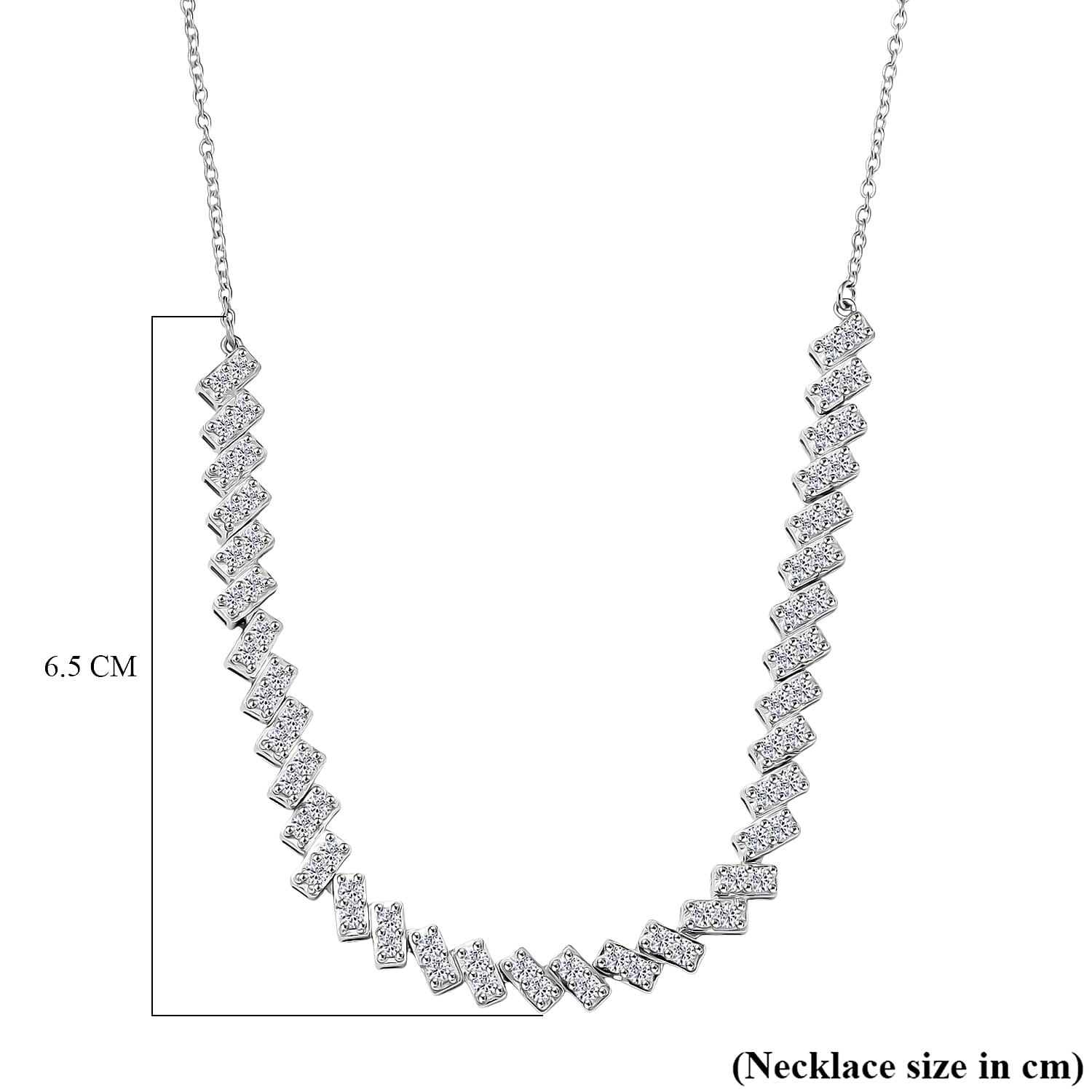 Luxuriant Lab Grown Diamond (SI-GH) Line Necklace (Size 20) in Rhodium Overlay Sterling Silver 3.00 Ct, Silver Wt. 10.16 Gms.