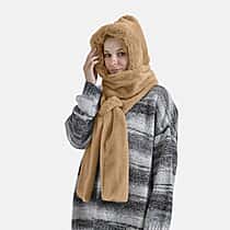Super Soft Plush Hat and Scarf Set - Light Brown