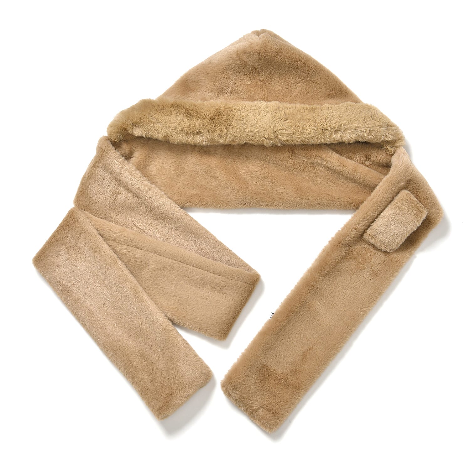 Super Soft Plush Hat and Scarf Set - Light Brown