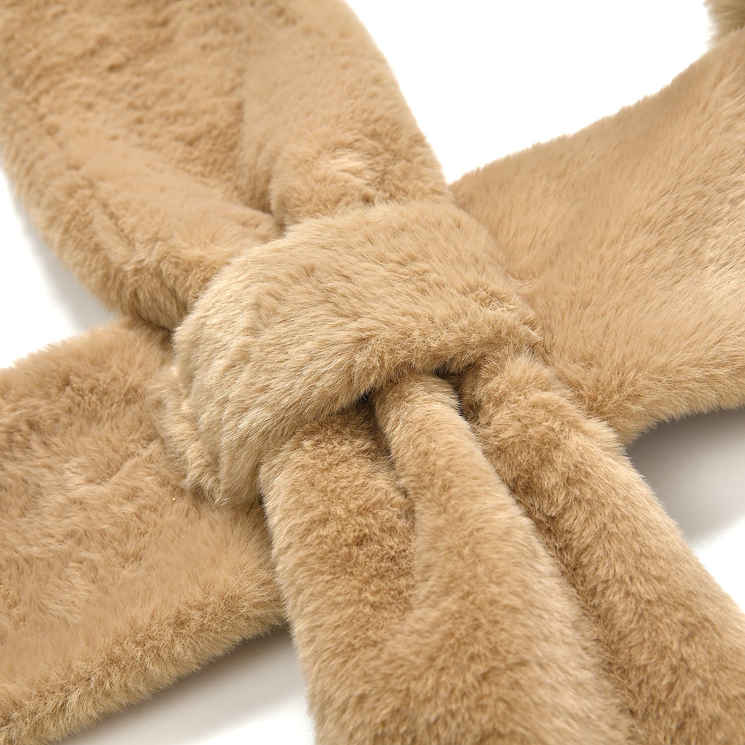 Super Soft Plush Hat and Scarf Set - Light Brown