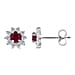 D'Joy African Ruby & White Zircon Earring with Push Back in Rhodium Overlay Sterling Silver 2.06 Ct.