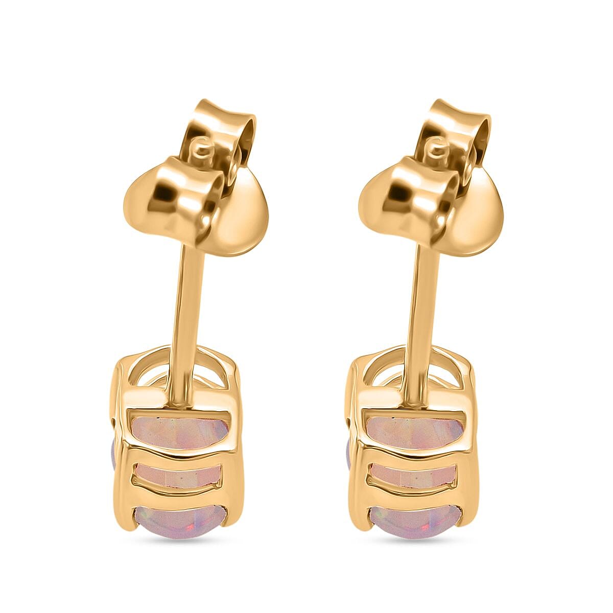 D'Joy Ethiopian Opal Earring with Push Back in Yellow Gold Plated Sterling Silver