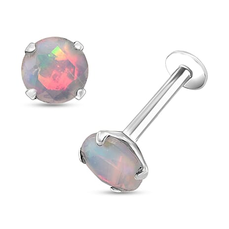 D'Joy Ethiopian Opal Earring in Rhodium Overlay Sterling Silver 1.00 Ct.