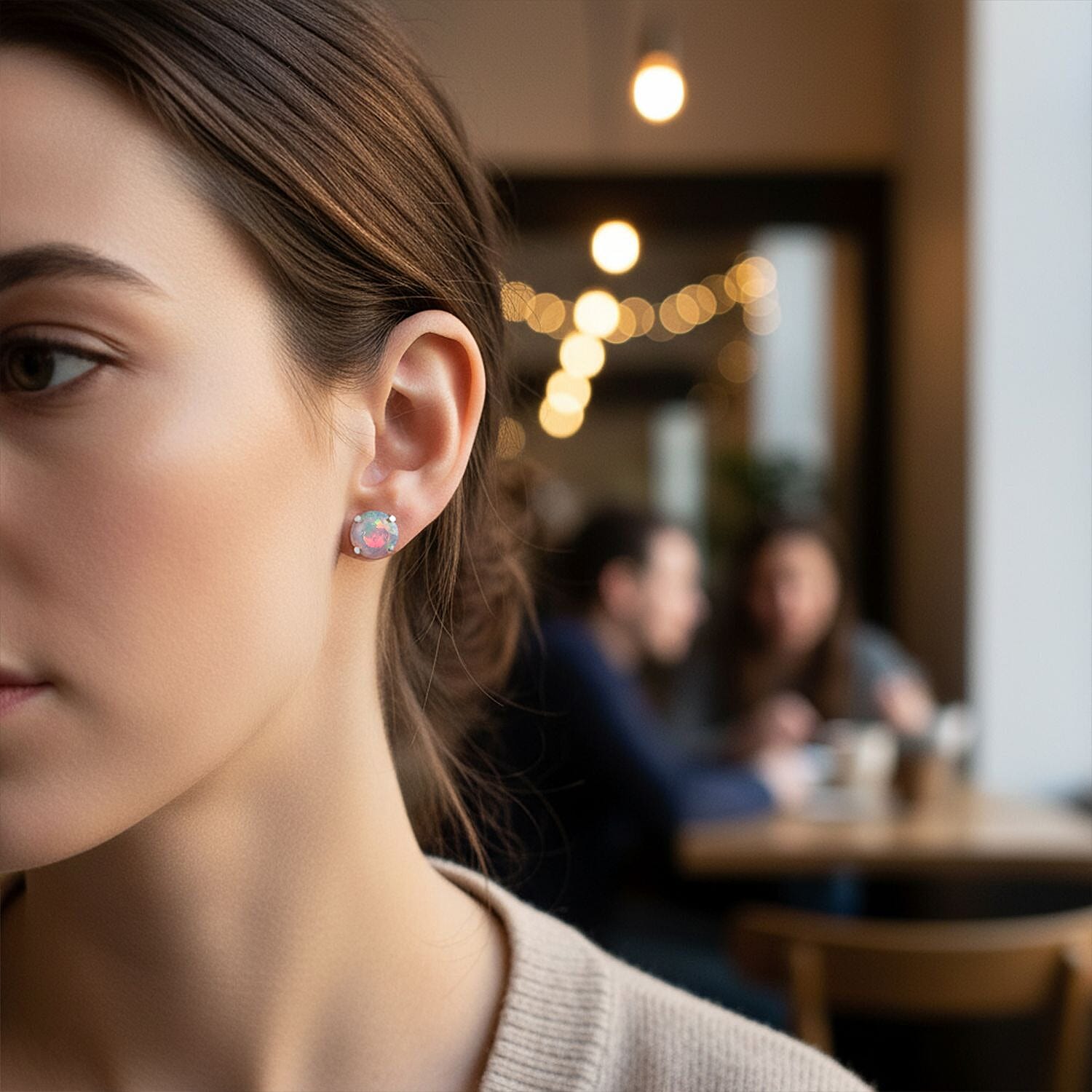 D'Joy Ethiopian Opal Earring in Rhodium Overlay Sterling Silver 1.00 Ct.