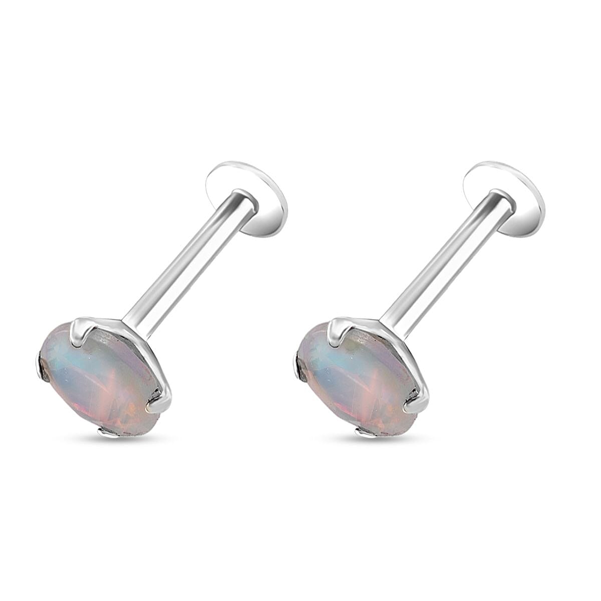 D'Joy Ethiopian Opal Earring in Rhodium Overlay Sterling Silver 1.00 Ct.