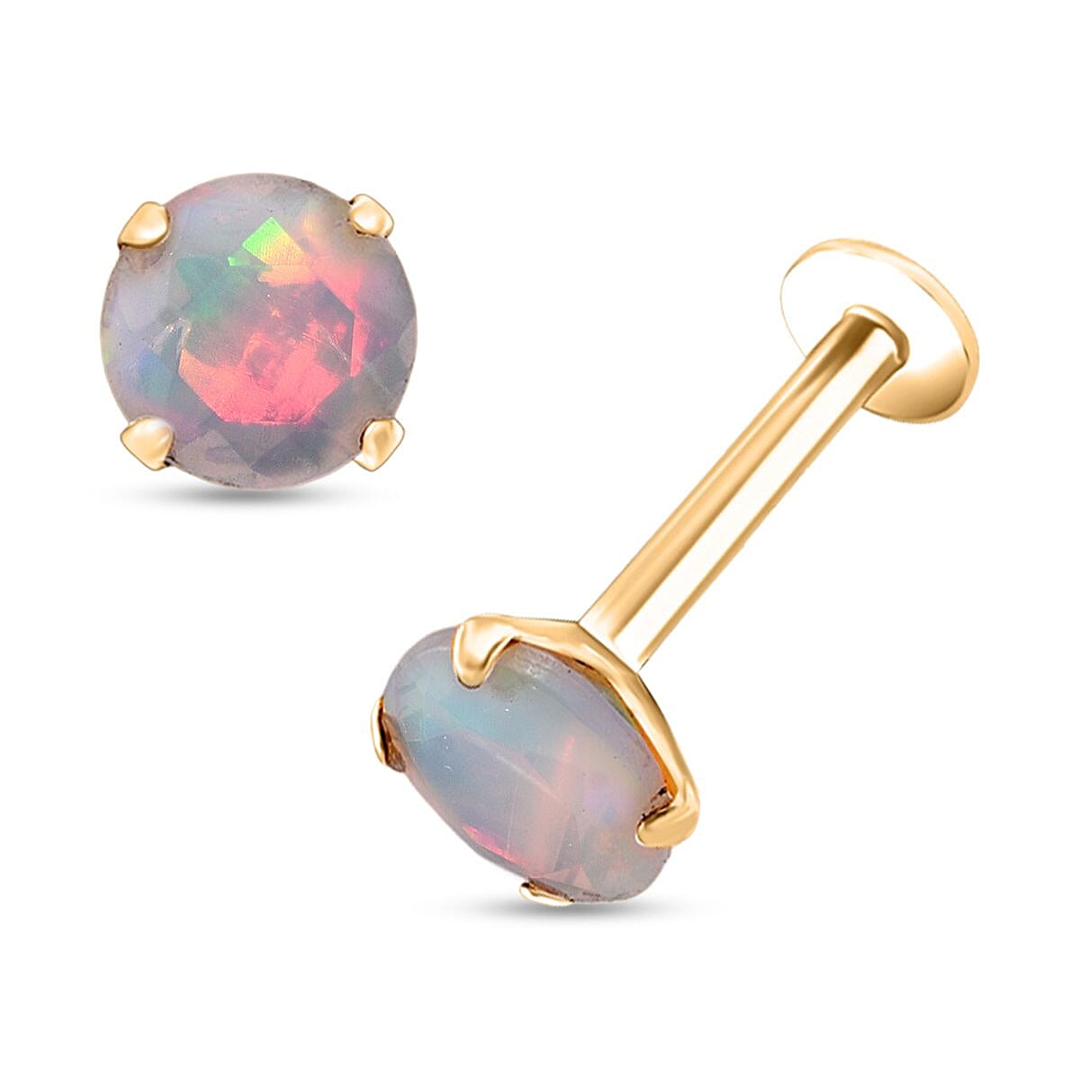D'Joy Ethiopian Opal Earring in Yellow Gold Plated Sterling Silver 1.00 Ct.