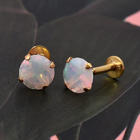 D'Joy Ethiopian Opal Earring in Yellow Gold Plated Sterling Silver 1.00 Ct.