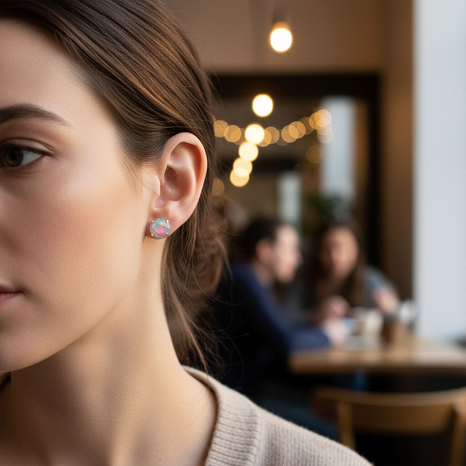 D'Joy Ethiopian Opal Earring in Yellow Gold Plated Sterling Silver 1.00 Ct.