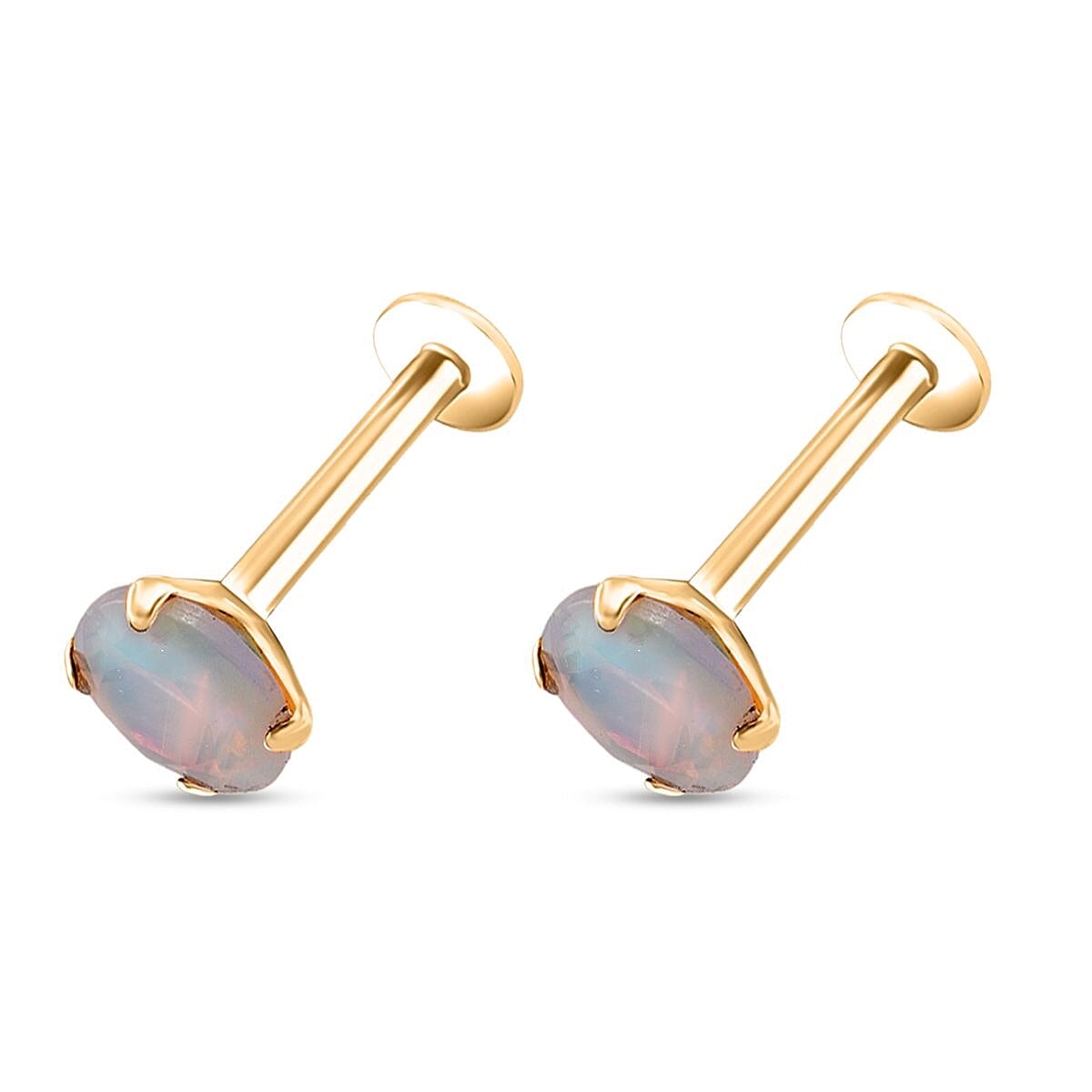 D'Joy Ethiopian Opal Earring in Yellow Gold Plated Sterling Silver 1.00 Ct.