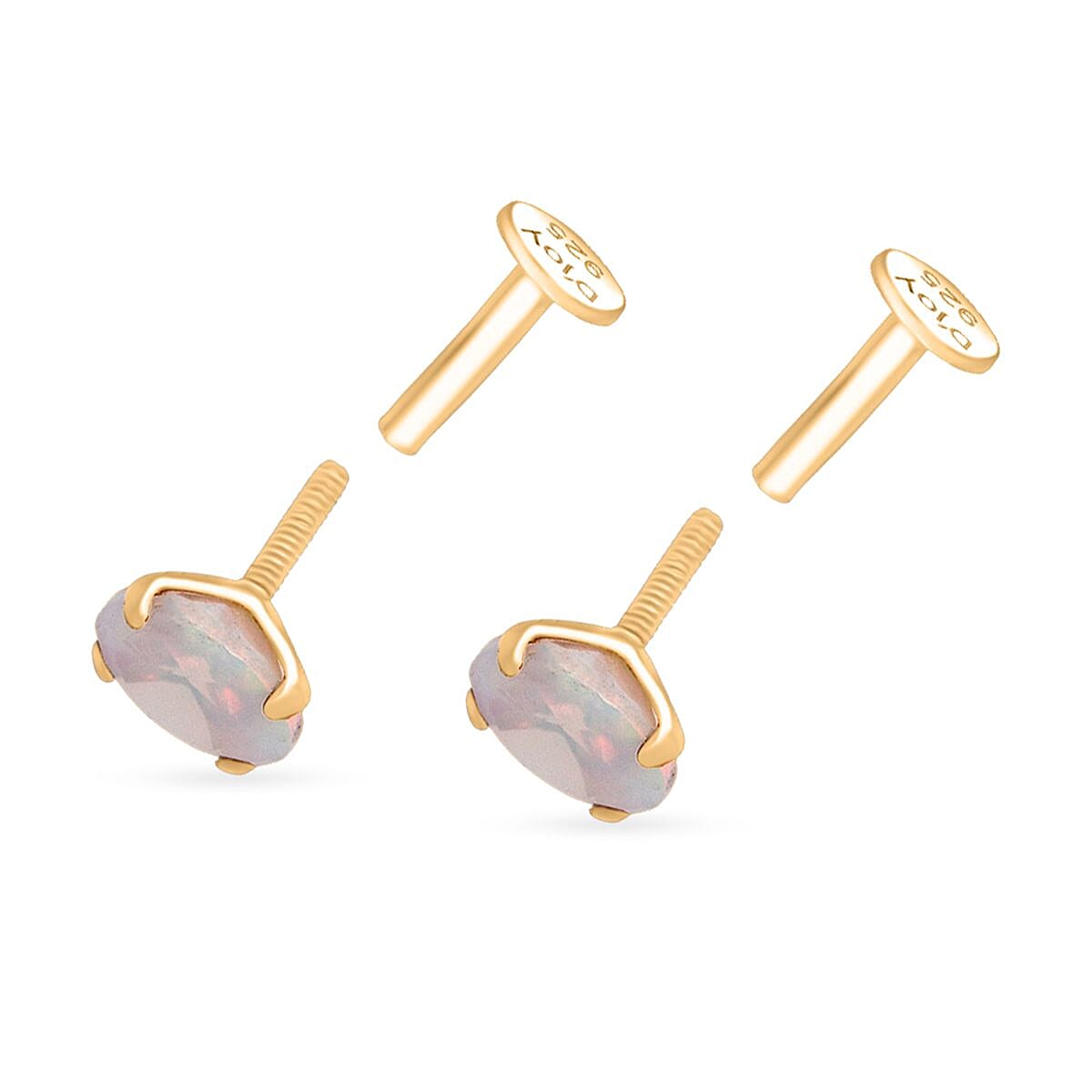 D'Joy Ethiopian Opal Earring in Yellow Gold Plated Sterling Silver 1.00 Ct.