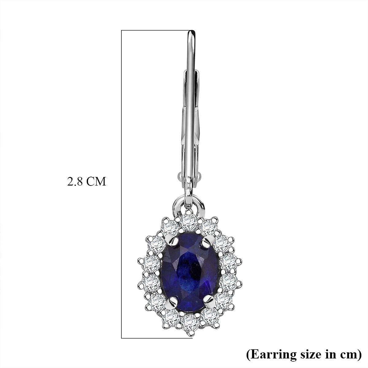 D'Joy Masoala Sapphire & White Zircon Earring in Rhodium Overlay Sterling Silver 3.70 Ct.