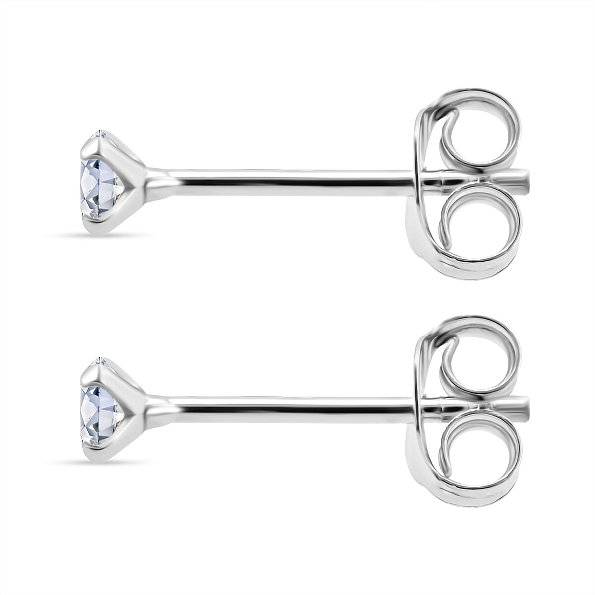 Luxuriant Lab Grown Diamond (SI-GH) Earring with Push Back in Rhodium Overlay Sterling Silver 0.23 Ct.
