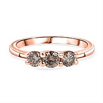Natural Champagne Diamond Ring in 18K Vermeil Rose Gold Plated Sterling Silver 0.56 Ct.