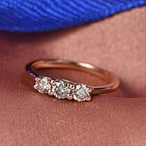 Natural Champagne Diamond Ring in 18K Vermeil Rose Gold Plated Sterling Silver 0.56 Ct.