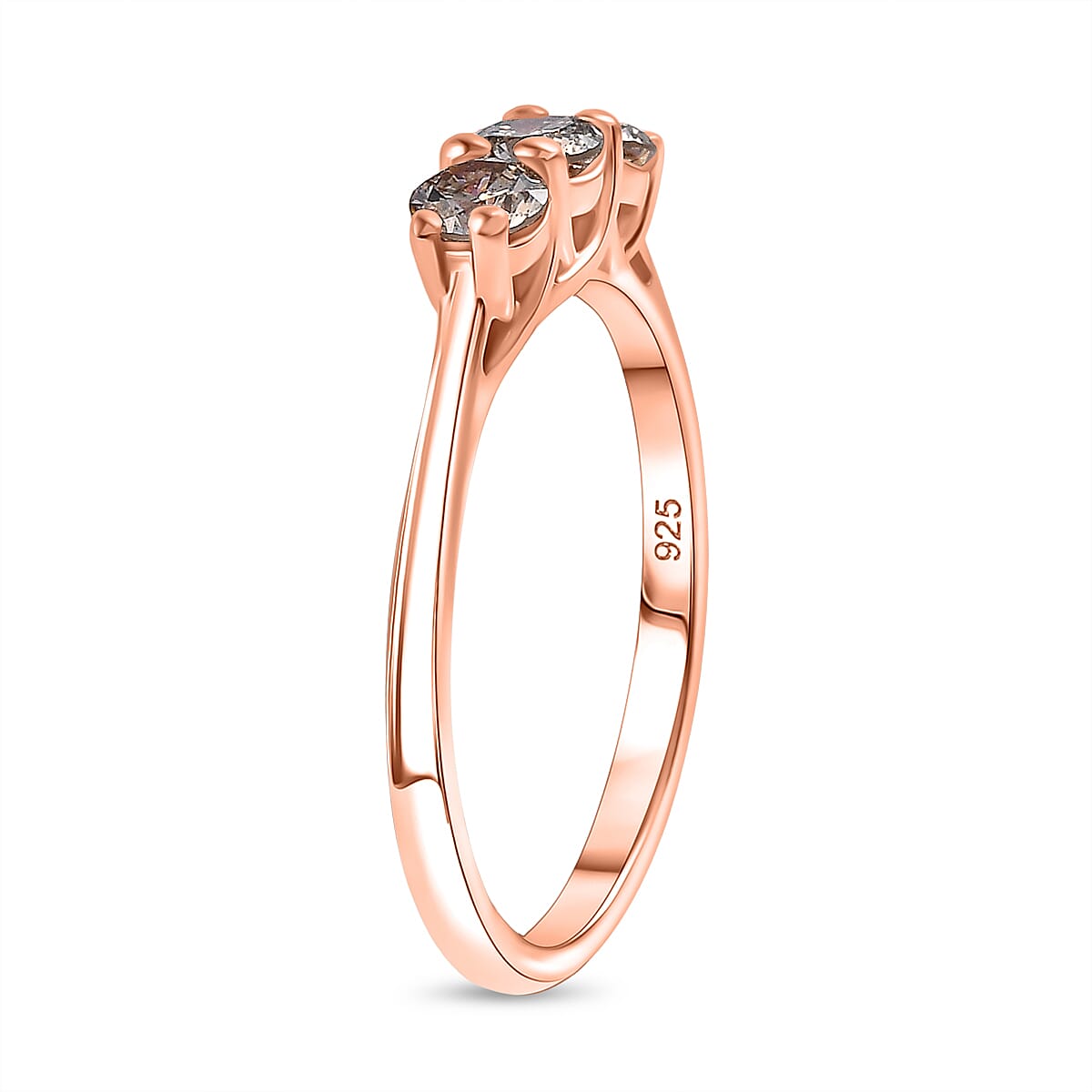 Black Friday Deal - Natural Champagne Diamond Ring in 18K Vermeil Rose Gold Plated Sterling Silver 0.56 Ct.
