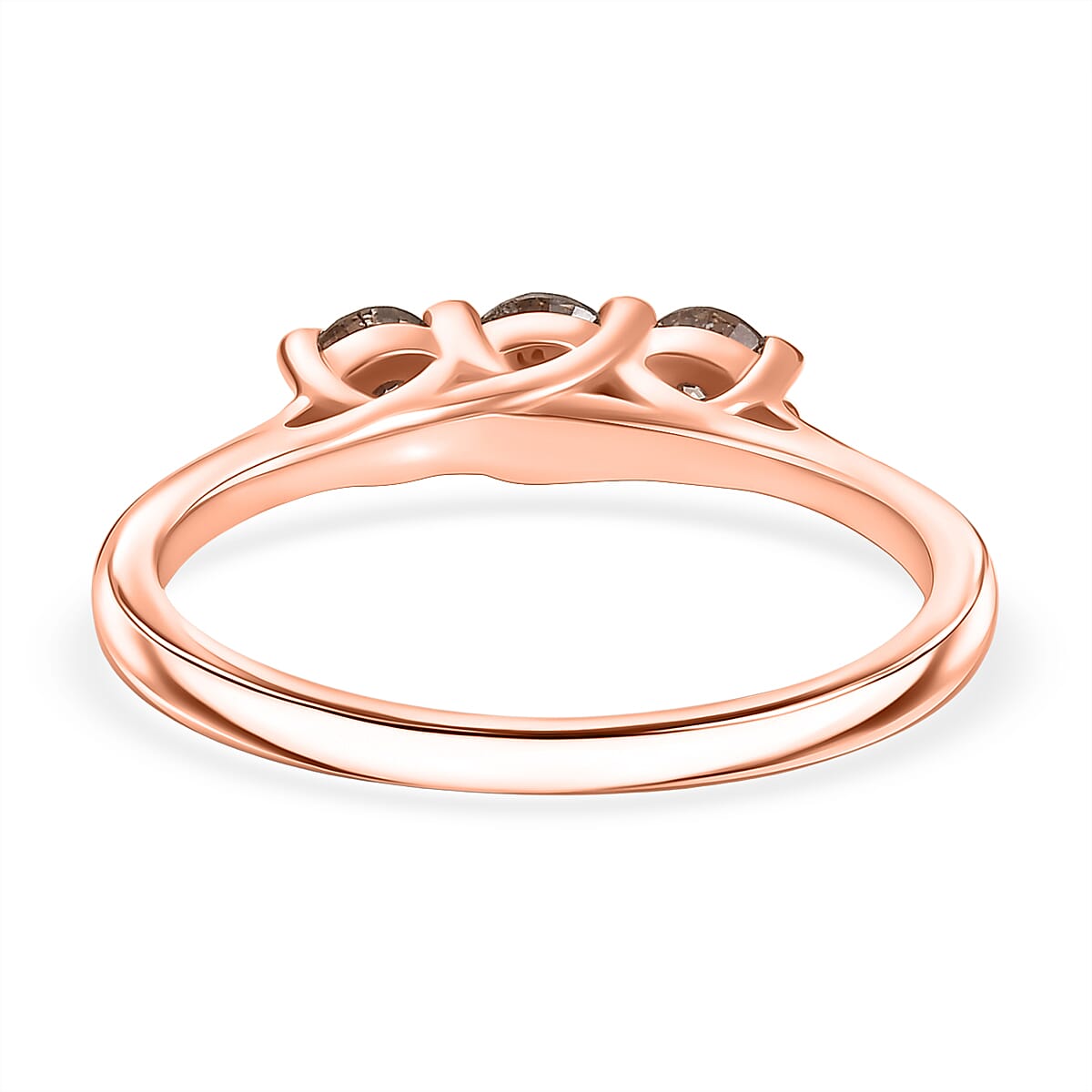 Black Friday Deal - Natural Champagne Diamond Ring in 18K Vermeil Rose Gold Plated Sterling Silver 0.56 Ct.