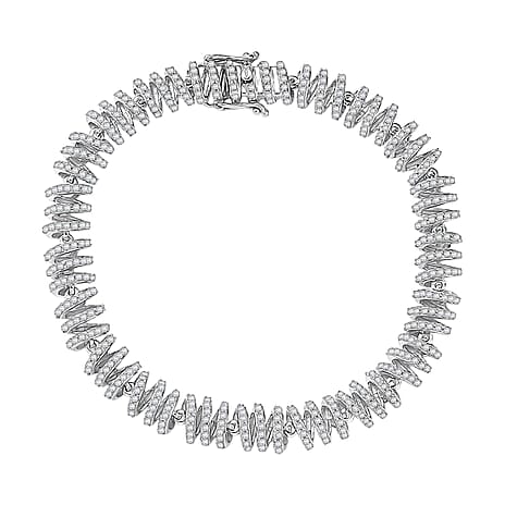 Luxuriant Lab Grown Diamond (SI-GH) Bracelet (Size 7.5) with GB Lock Box in Rhodium Overlay Sterling Silver 4.00 Ct, Silver Wt. 15.27 Gms.