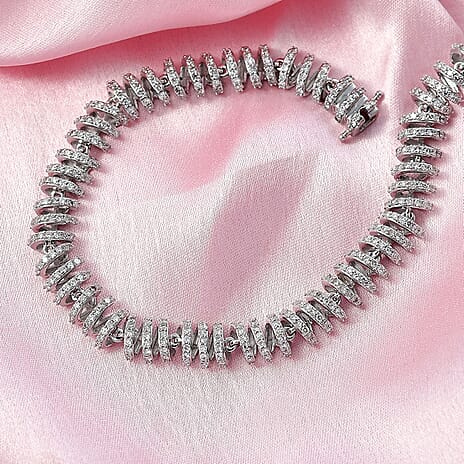 Luxuriant Lab Grown Diamond (SI-GH) Bracelet (Size 7.5) with GB Lock Box in Rhodium Overlay Sterling Silver 4.00 Ct, Silver Wt. 15.27 Gms.