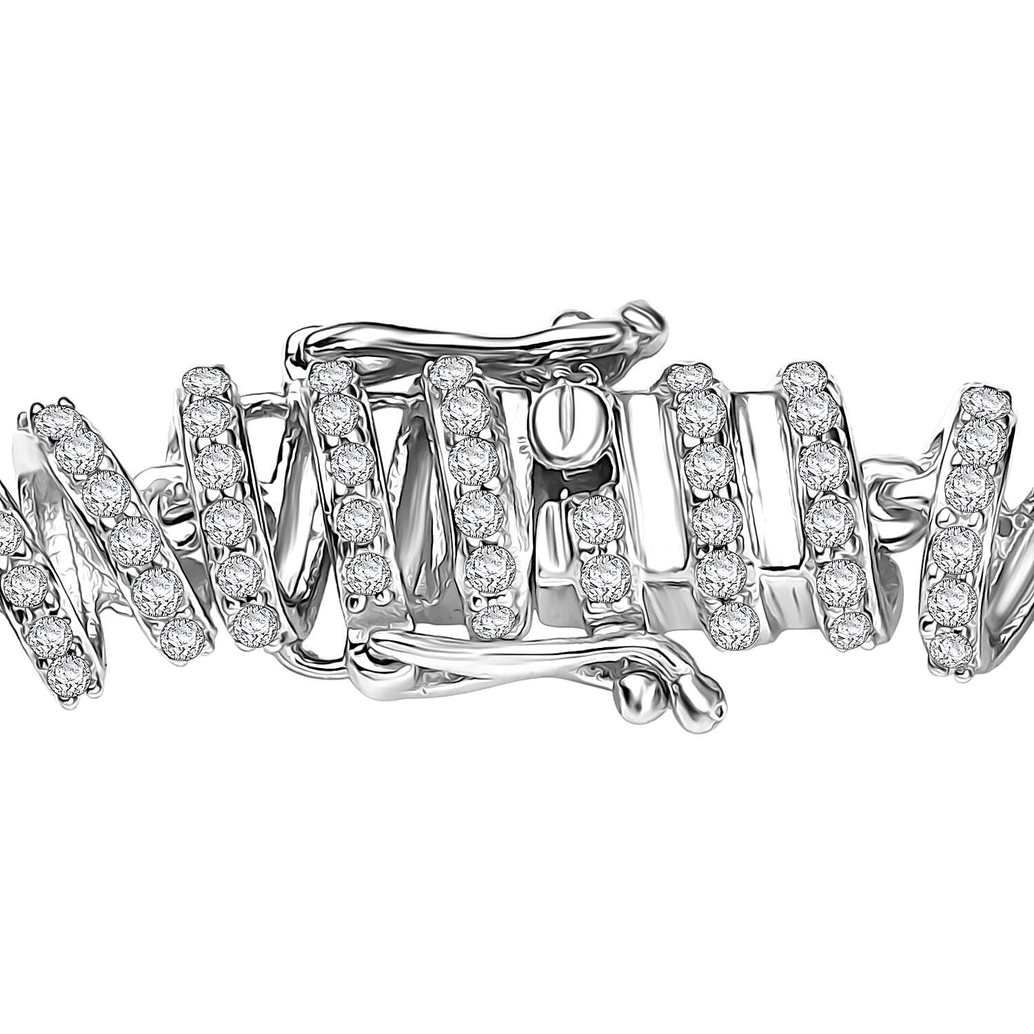 Luxuriant Lab Grown Diamond (SI-GH) Bracelet (Size 7.5) with GB Lock Box in Rhodium Overlay Sterling Silver 4.00 Ct, Silver Wt. 15.27 Gms.