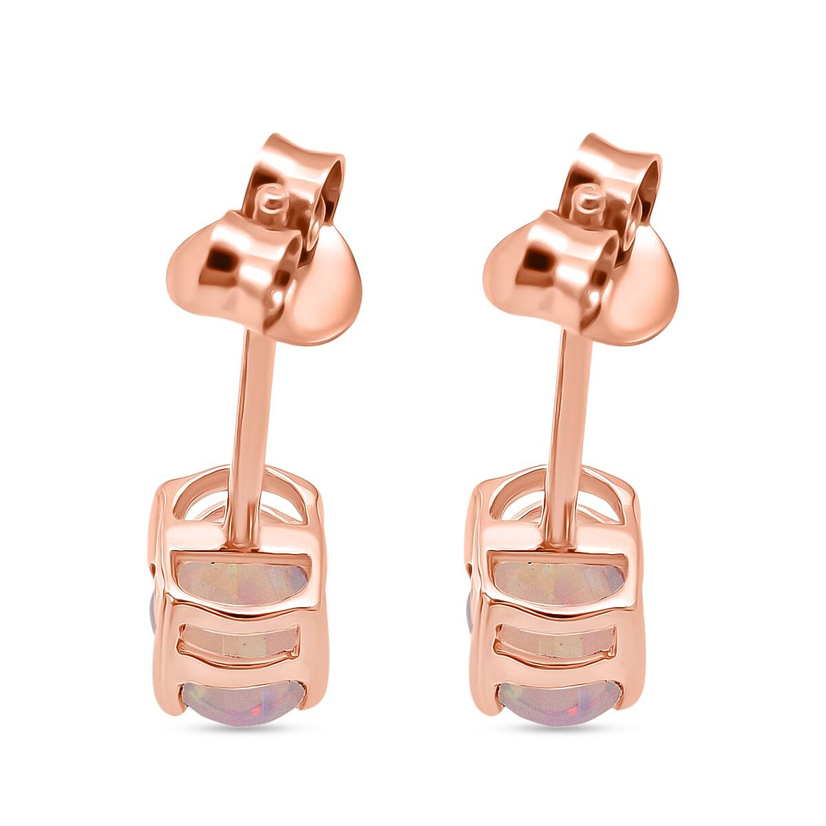 D'Joy Ethiopian Opal Earring with Push Back in Rose Gold Plated Sterling Silver