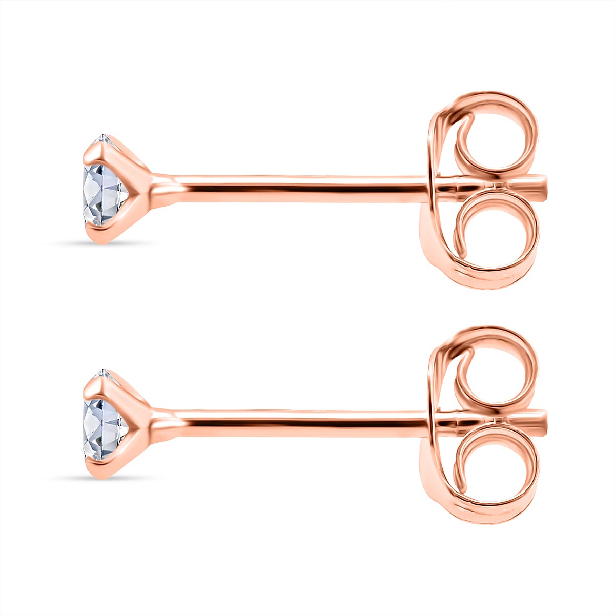 Luxuriant Lab Grown Diamond (SI-GH) Earring with Push Back in Rose Gold Plated Sterling Silver 0.23 Ct.