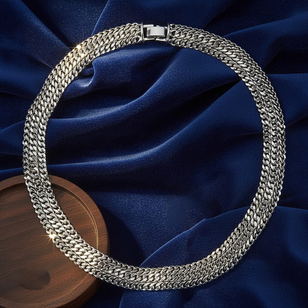 Triple Curb Link Necklace (Size 17.5)