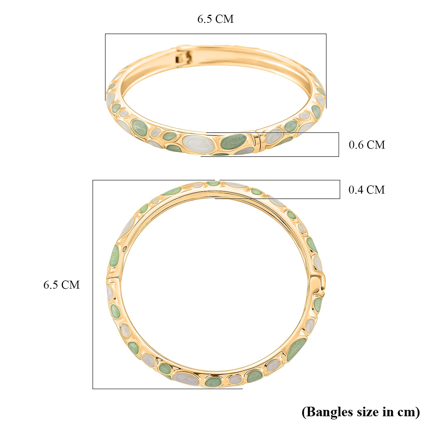 Enameled Bangle (Size 7) in Yellow Gold Tone