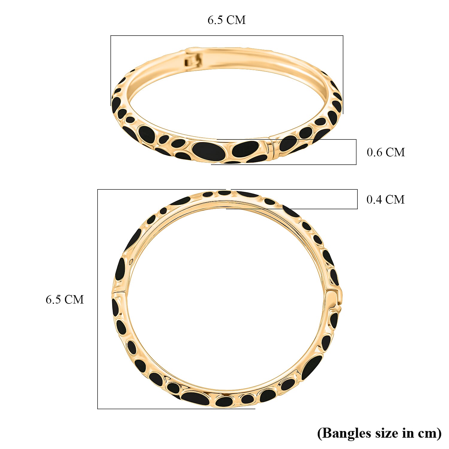 Enameled Bangle (Size 7) in Yellow Gold Tone