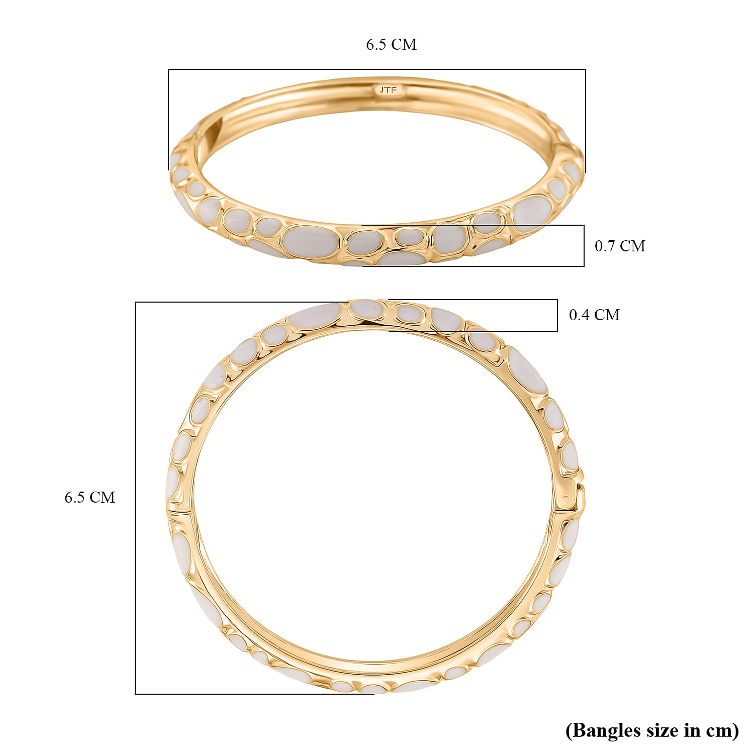 Enameled Bangle (Size 7) in Yellow Gold Tone