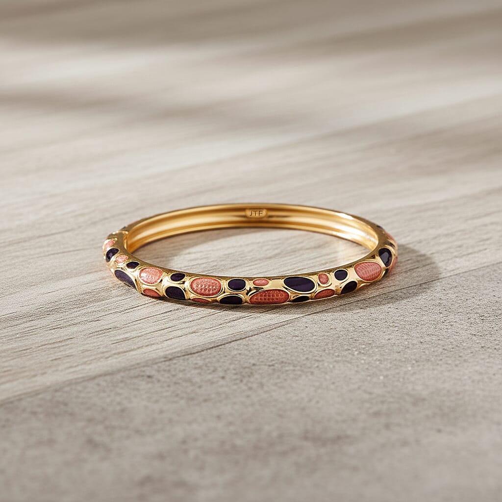 Enameled Bangle (Size 7) in Yellow Gold Tone